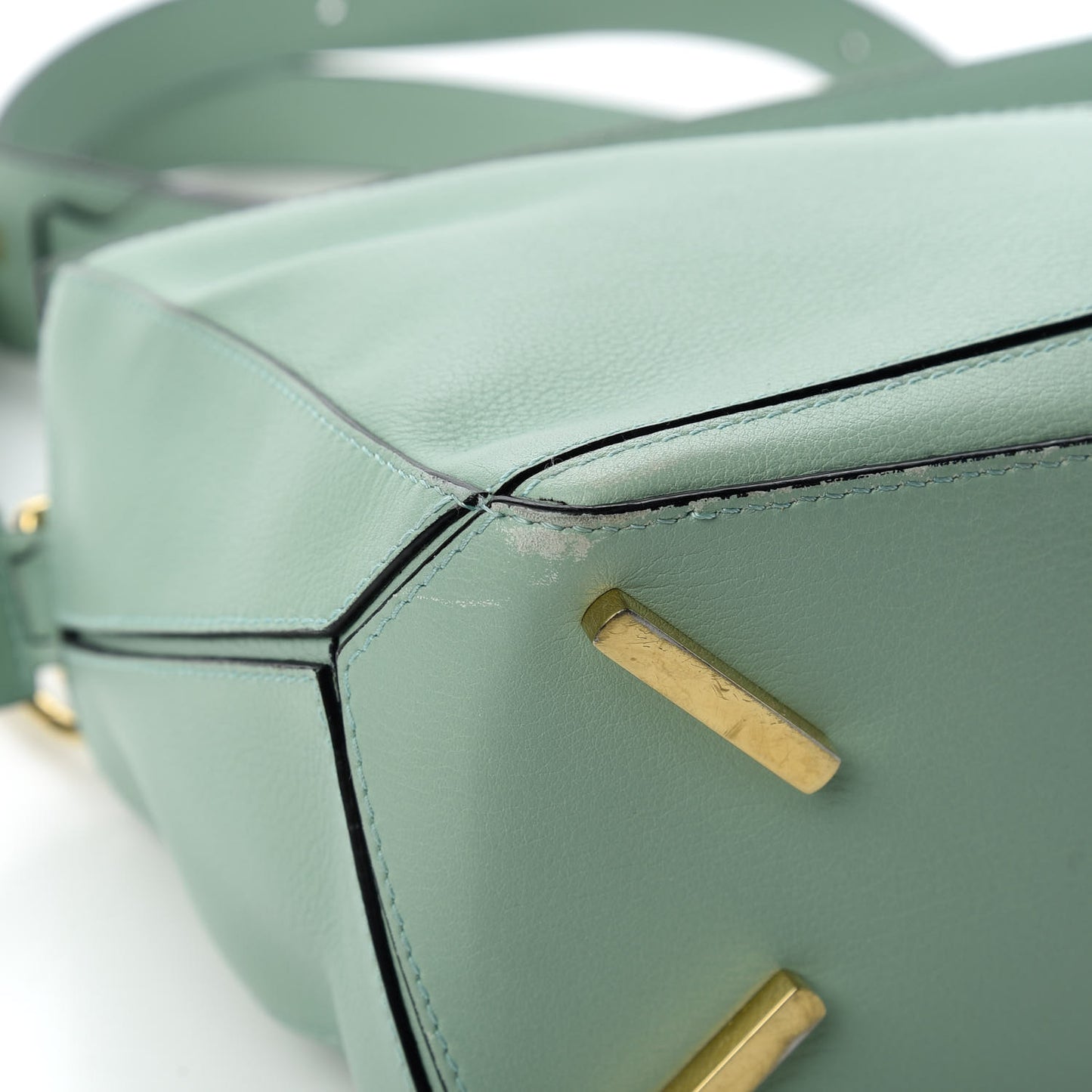Calfskin Small Puzzle Bag Sea Water Green