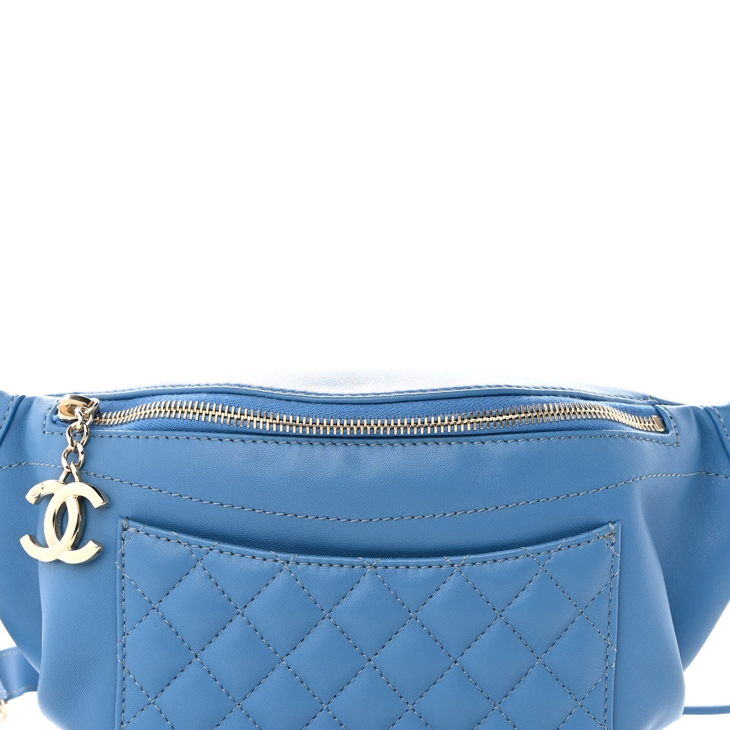 Chanel Lambskin Quilted Bi Waist Bag Fanny Pack Blue 8 of 10
