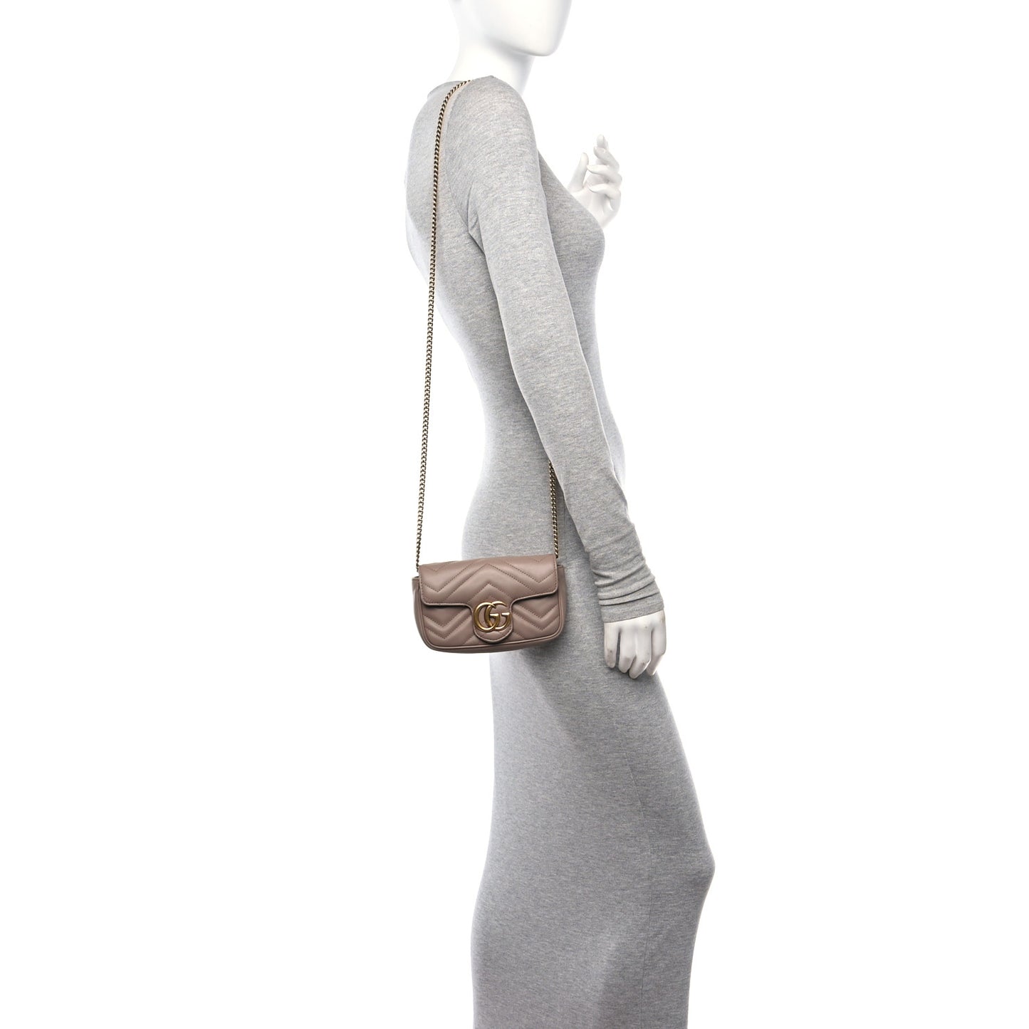 Calfskin Matelasse Super Mini GG Marmont Shoulder Bag Porcelain Rose