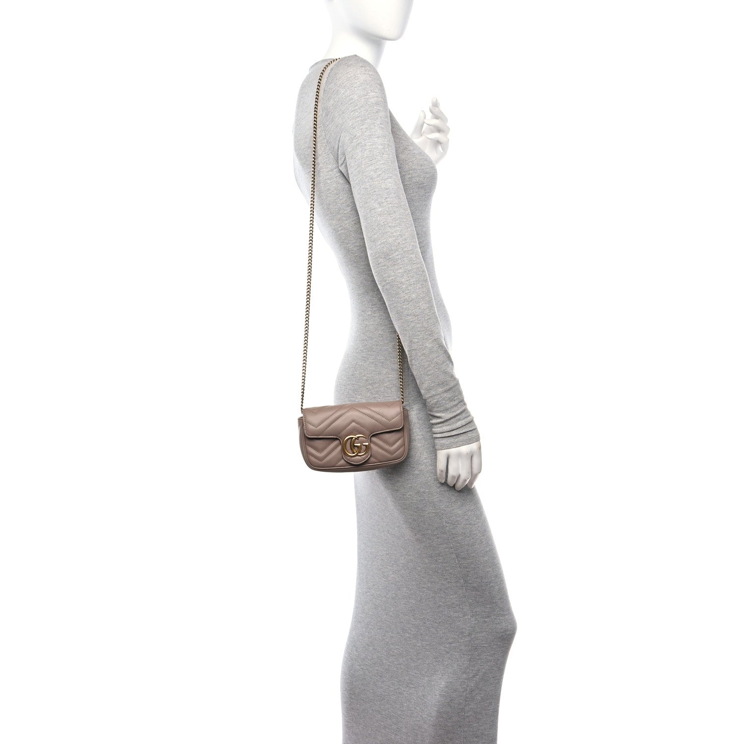 Gucci Calfskin Matelasse Super Mini GG Marmont Shoulder Bag Porcelain Rose 2 of 10