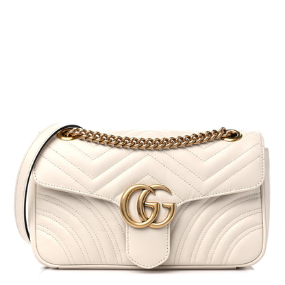 Gucci Calfskin Matelasse Small GG Marmont Shoulder Bag White 1 of 9
