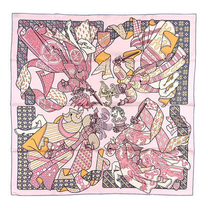 Hermes Silk Carre Duels Oniriques Scarf 90 Rose Pale Gris Jaune 1 of 3