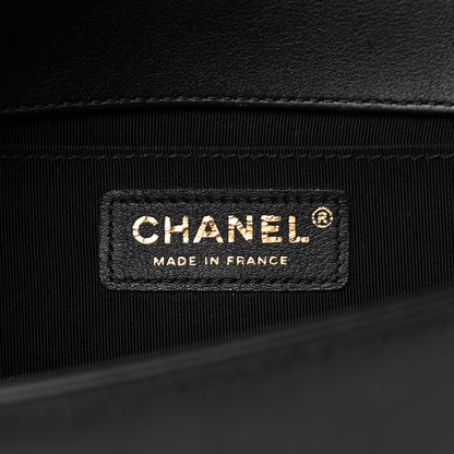 Chanel Lambskin Chevron Quilted Medium Boy Flap Black 10 of 29