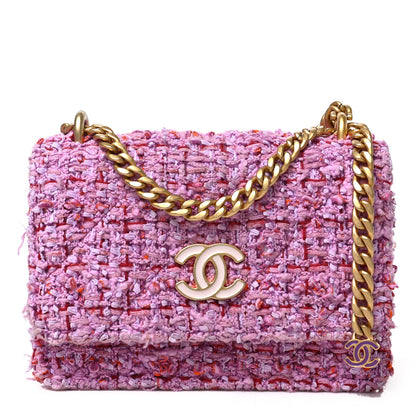 Chanel Tweed Enamel Quilted Pending CC Mini Wallet On Chain WOC Pink Purple 1 of 10