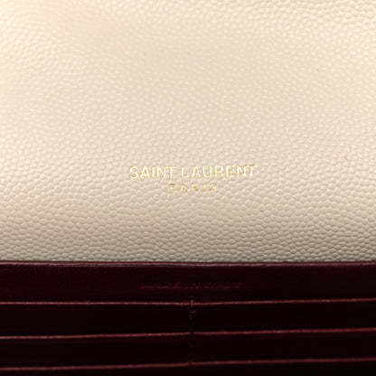 Saint Laurent Grain De Poudre Monogram Cassandra Chain Wallet Crema Soft Rouge Legion 5 of 9