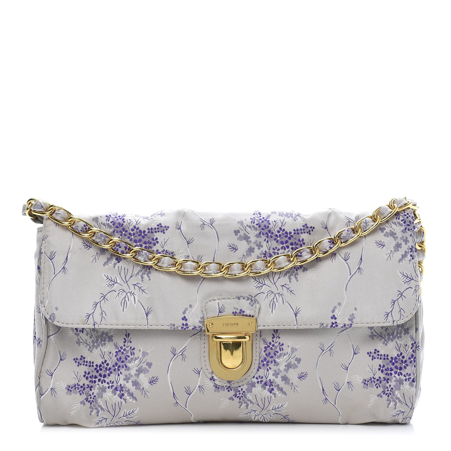 Prada Tessuto Nylon Jacquard Floral Print Shoulder Bag Glicine 1 of 11