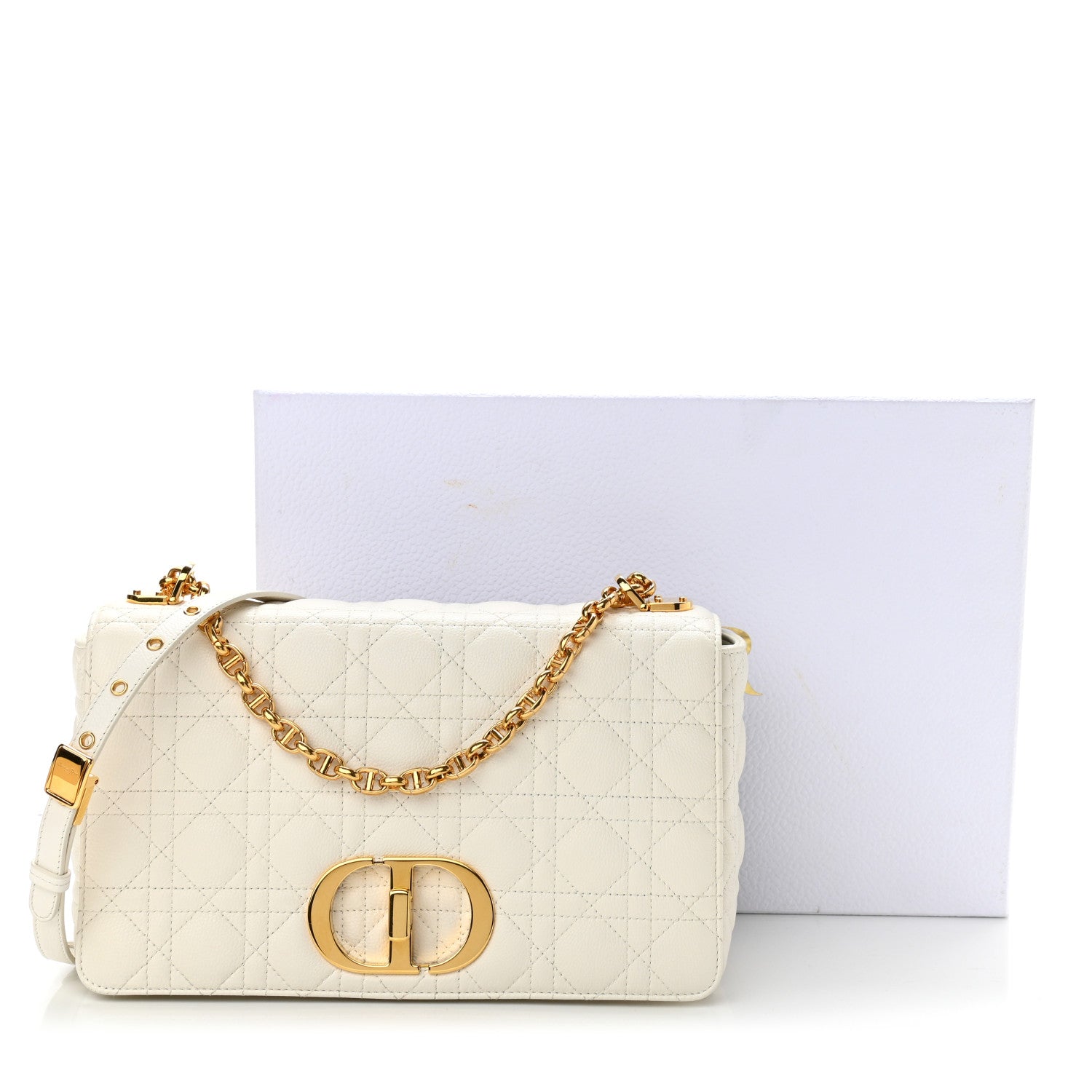 Christian Dior Lambskin Cannage Large Caro Bag Ivory 11 of 11