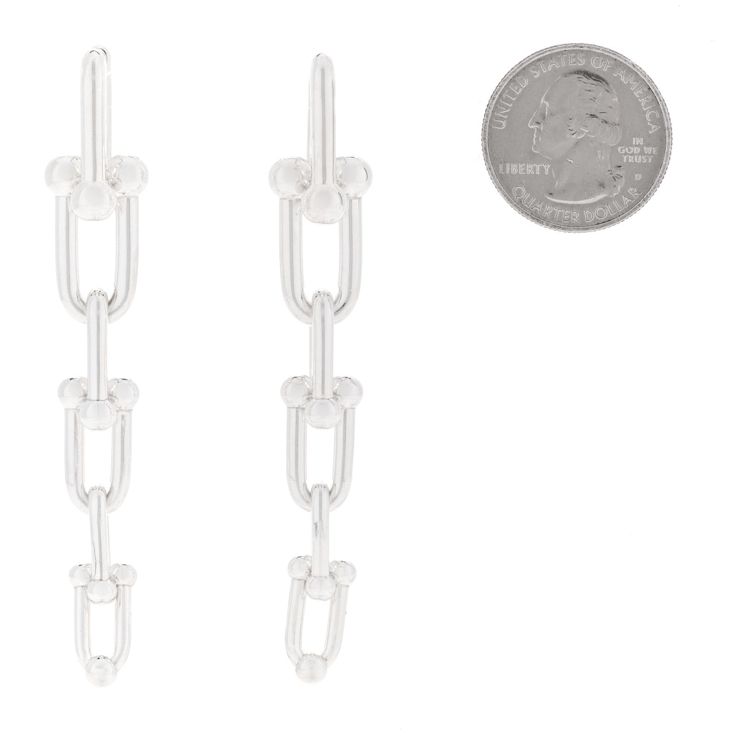 Tiffany Sterling Silver HardWear Graduated Link Earrings 2 of 4