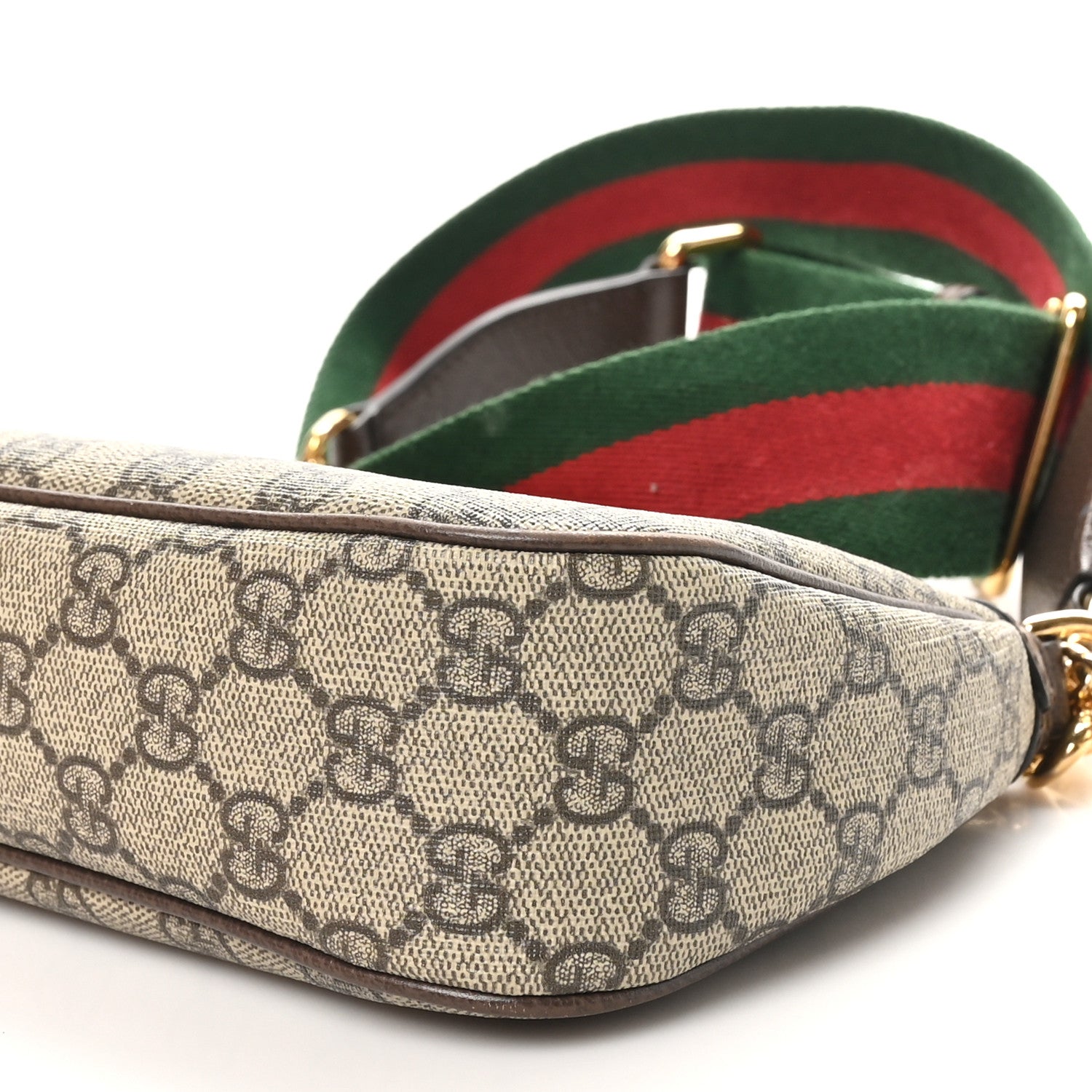 Gucci GG Supreme Monogram Textured Dollar Calfskin Web Small Ophidia GG Handbag Beige Ebony New Acero 10 of 11