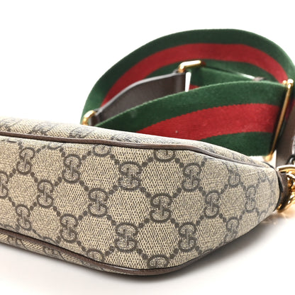 Gucci GG Supreme Monogram Textured Dollar Calfskin Web Small Ophidia GG Handbag Beige Ebony New Acero 10 of 11