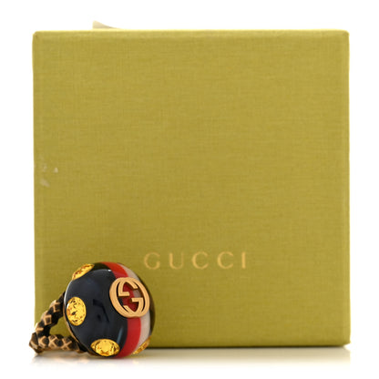 Gucci Crystal Resin Sylvie Vintage Web Ring M White Red Blue 5 of 5