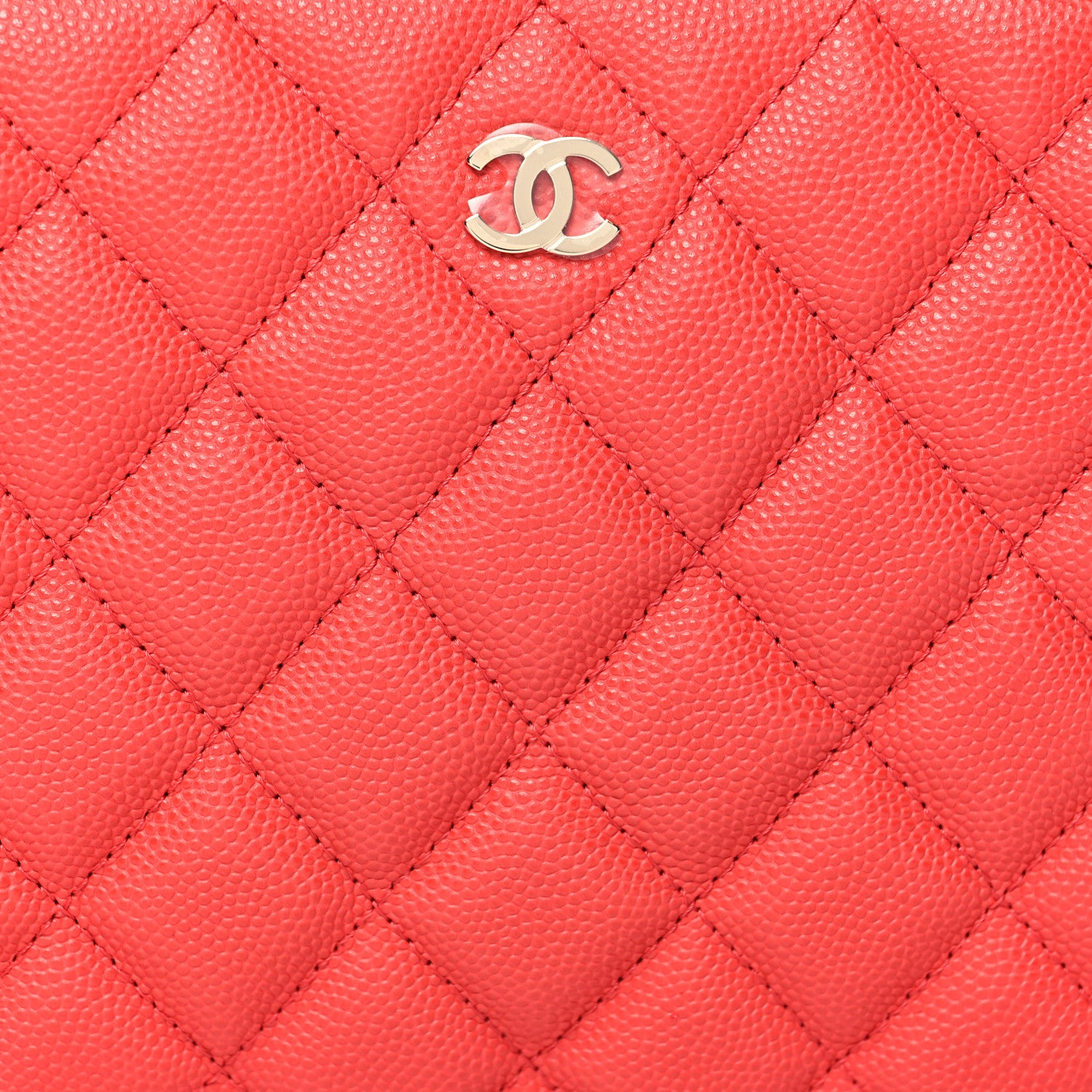 Chanel Caviar Quilted Medium Curvy Pouch Cosmetic Case Red 8 of 10
