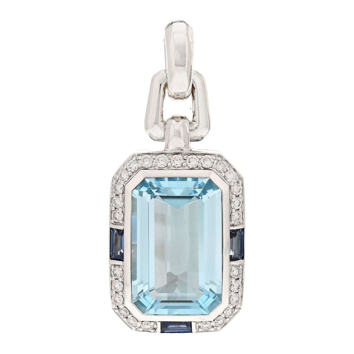 David Yurman Sterling Silver Diamond Blue Topaz Sapphire Novella Pendant 1 of 3