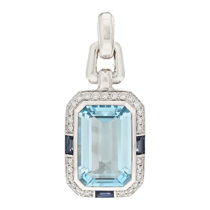 David Yurman Sterling Silver Diamond Blue Topaz Sapphire Novella Pendant 1 of 3