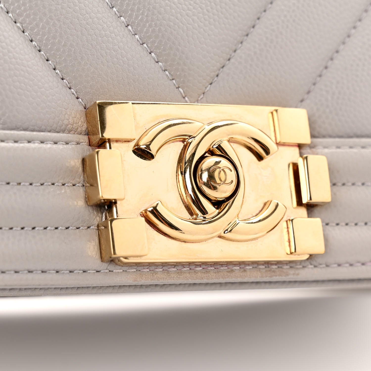Chanel Caviar Chevron Quilted Medium Boy Flap Grey 12 of 12