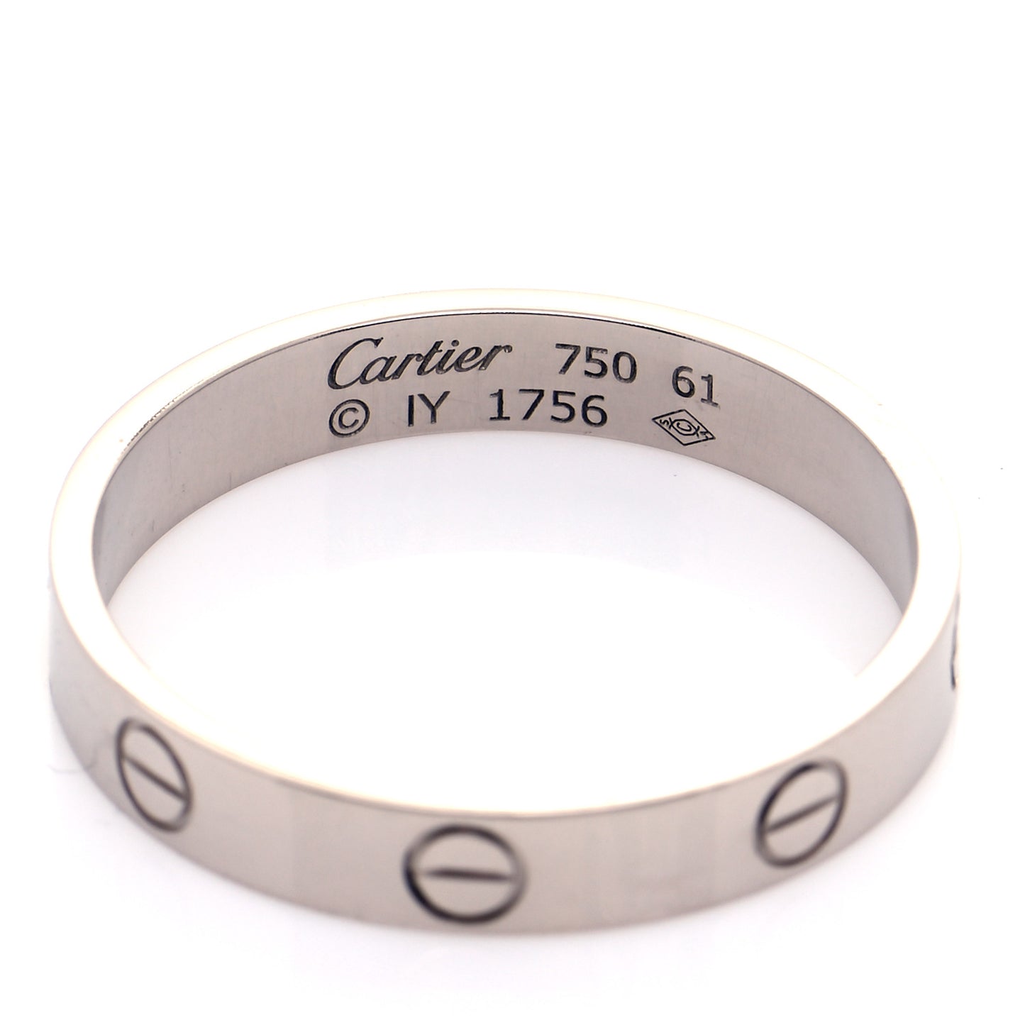 18K White Gold 3.5mm LOVE Wedding Band Ring 61 9.5