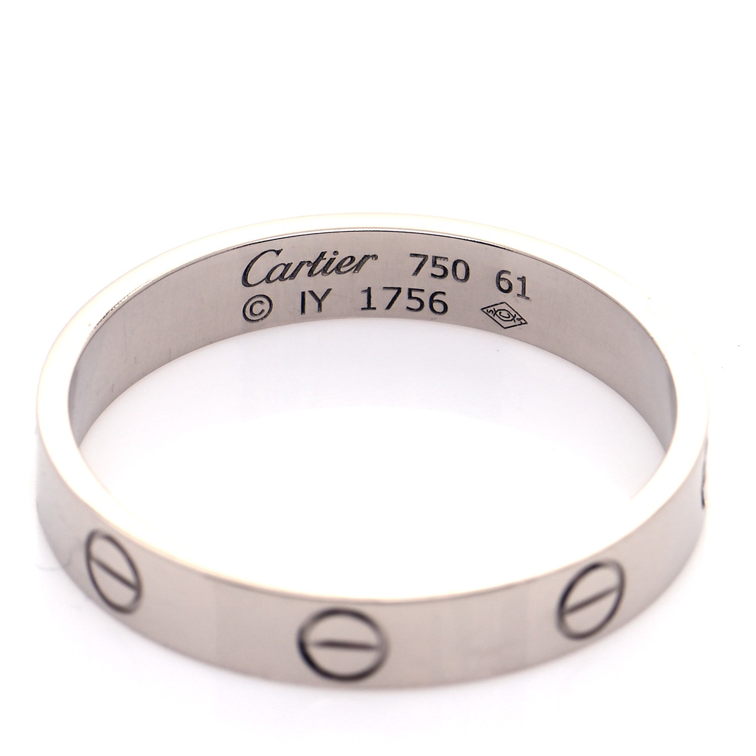Cartier 18K White Gold 3.5mm LOVE Wedding Band Ring 61 9.5 4 of 5