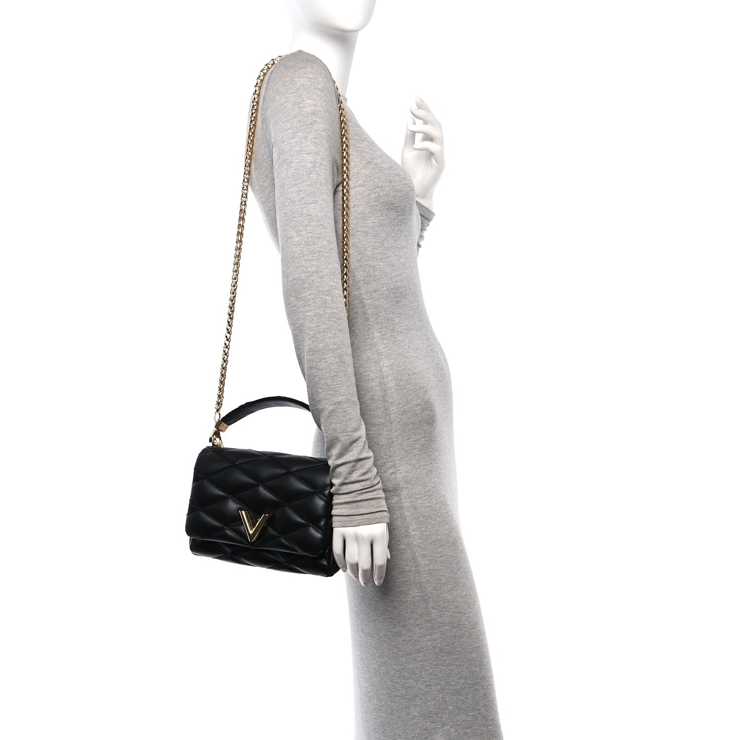 Louis Vuitton Lambskin Malletage Top Handle GO-14 MM Black 2 of 10
