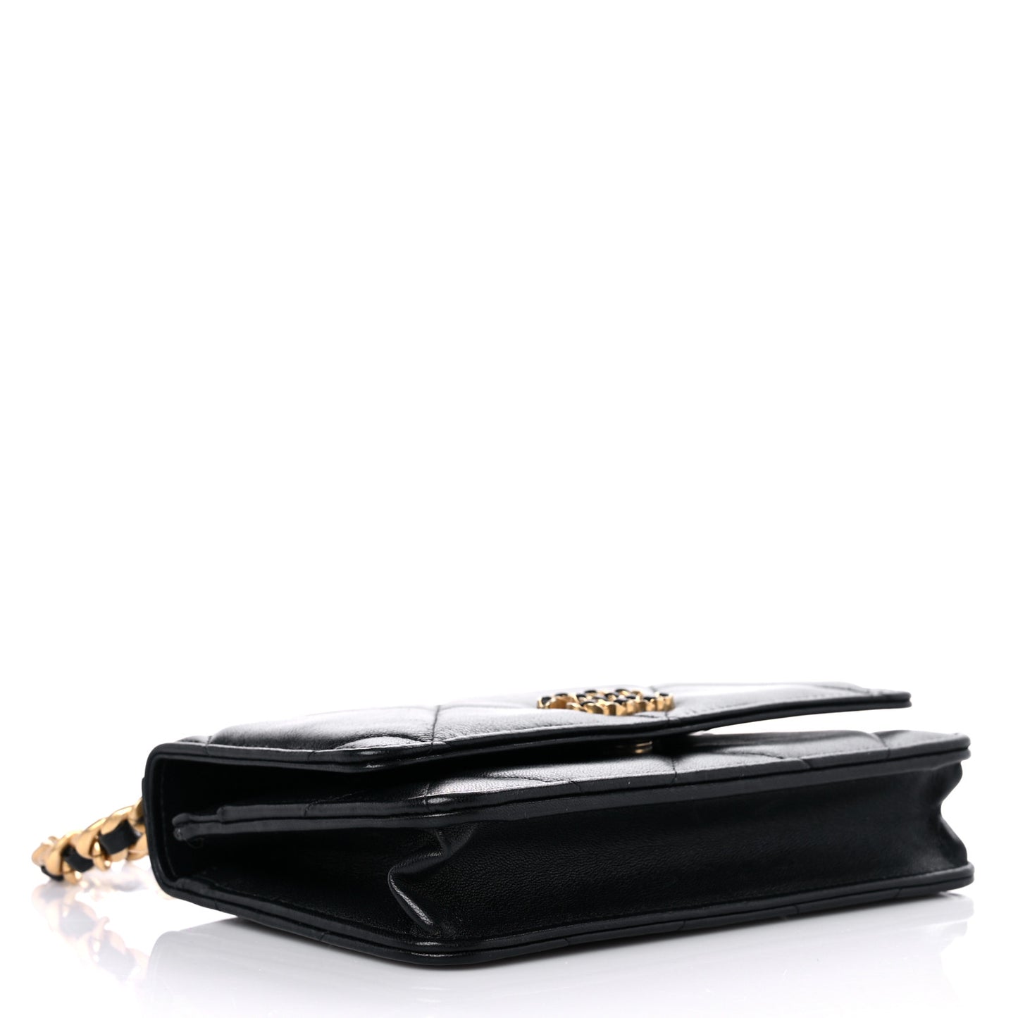 Lambskin Quilted Chanel 19 Wallet On Chain WOC Black