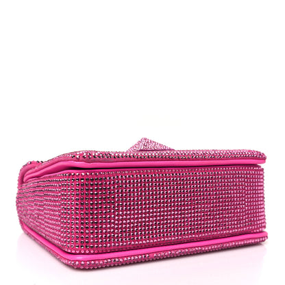 Valentino Garavani Crystal Suede Embellished Small One Stud Clutch With Chain Pink 4 of 9