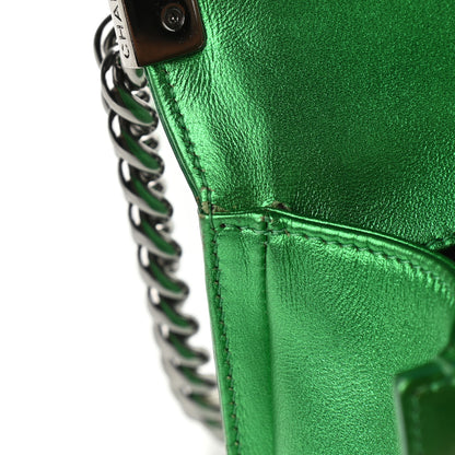 Chanel Metallic Patent Calfskin Quilted Medium Boy Flap Green 12 of 13