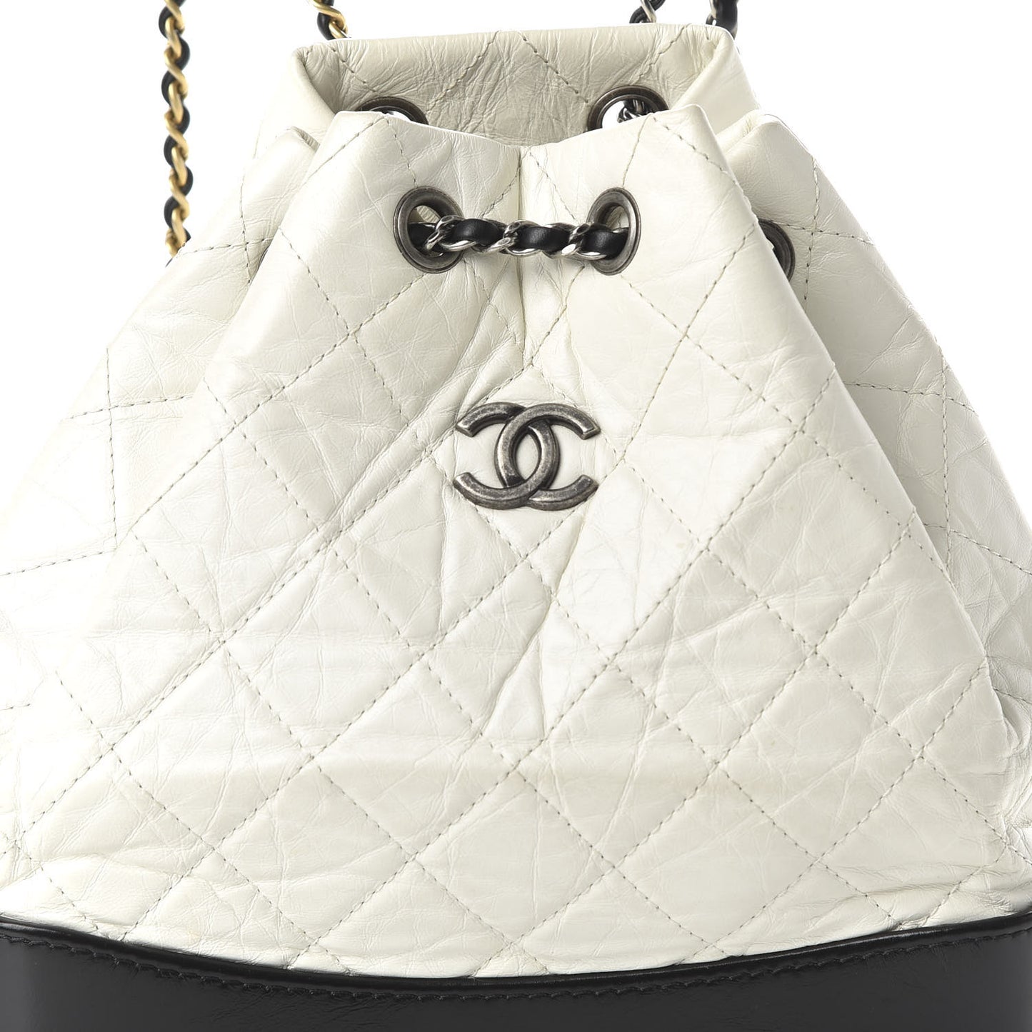 Aged Calfskin Quilted Small Gabrielle Backpack Black White