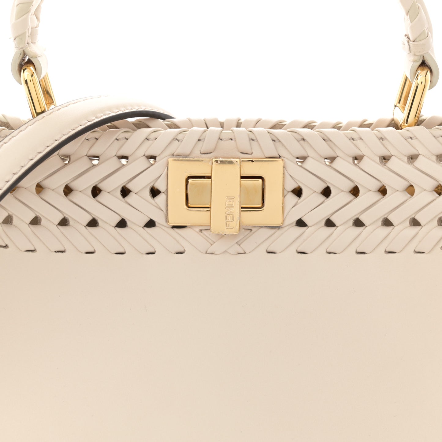 Nappa Interlace Mini Peekaboo Iconic Satchel Camelia