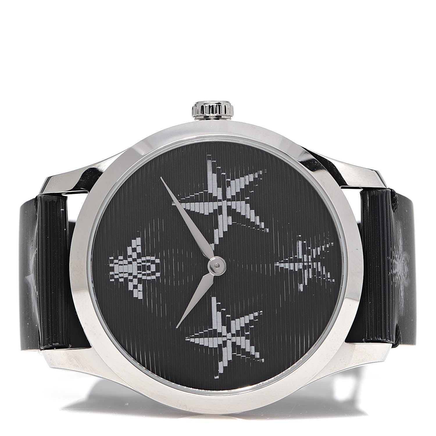 Gucci Stainless Steel Calfskin 38mm G-Timeless Bee Star Hologram Quartz Watch Black 3 of 6
