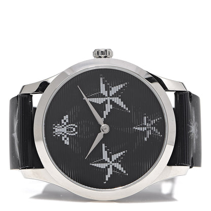Gucci Stainless Steel Calfskin 38mm G-Timeless Bee Star Hologram Quartz Watch Black 3 of 6