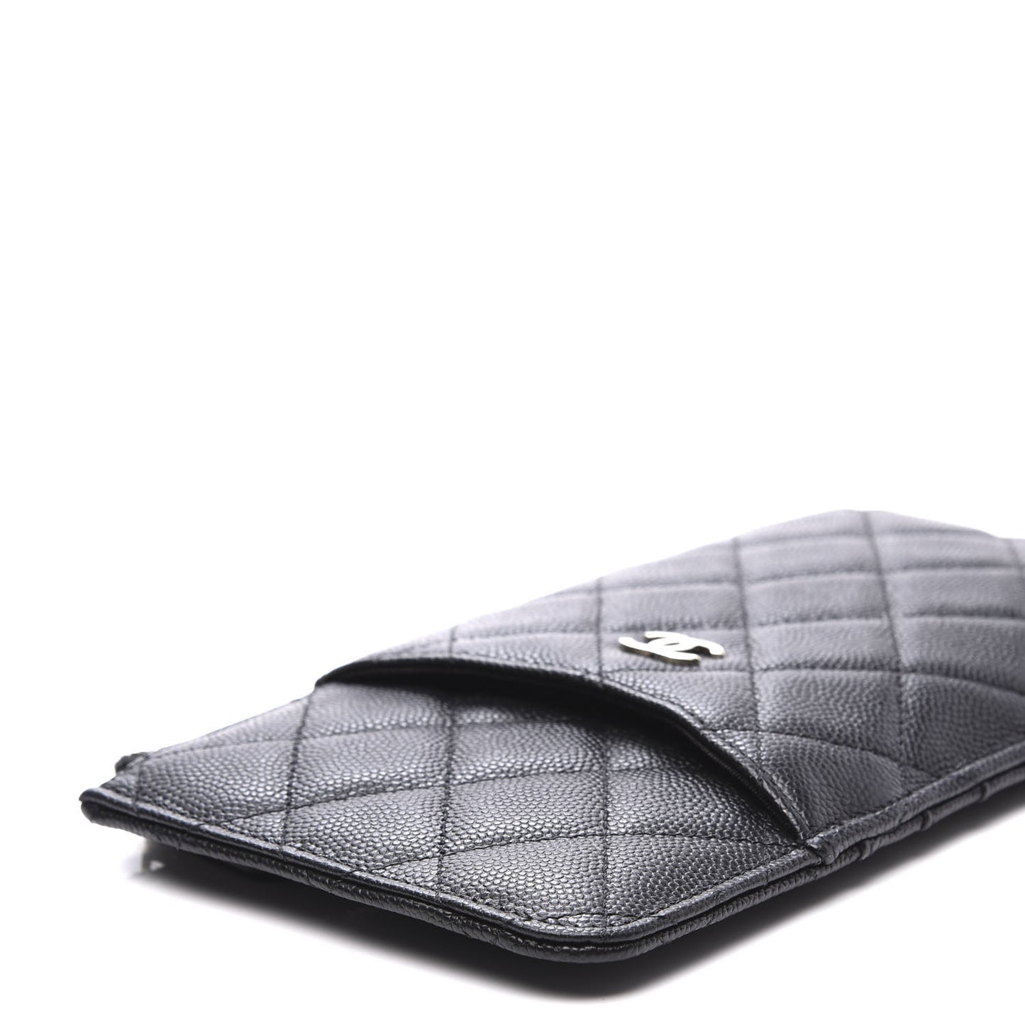 Caviar Quilted Classic Flat Wallet Pouch Black