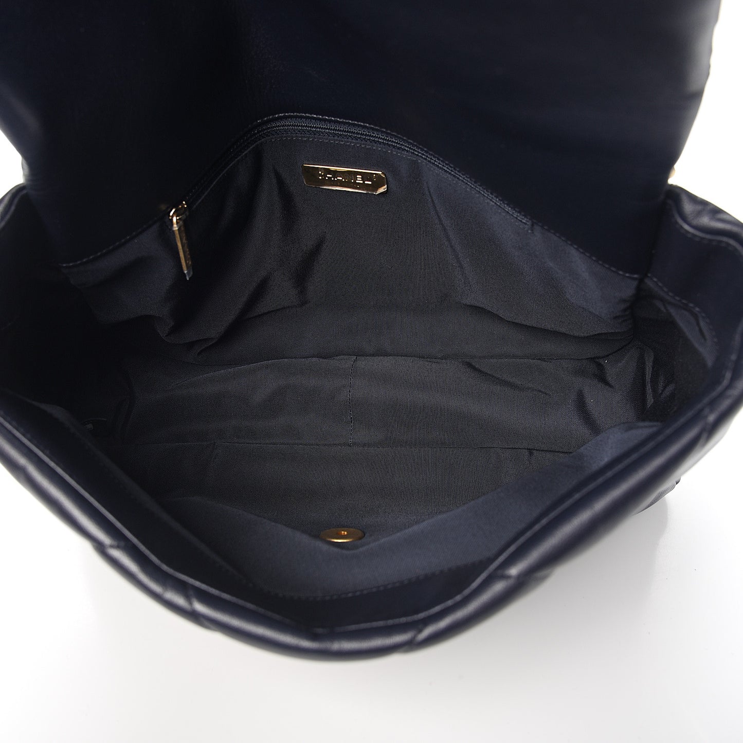 Shiny Goatskin Quilted Maxi 19 Flap Navy Blue