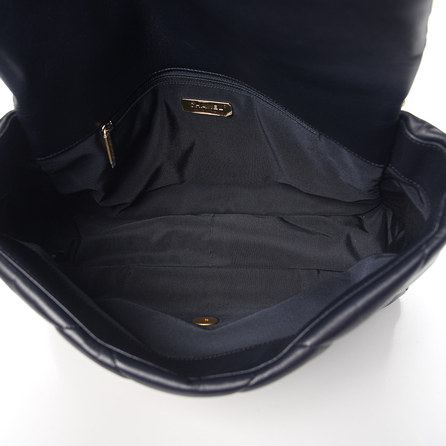 Chanel Shiny Goatskin Quilted Maxi 19 Flap Navy Blue 4 of 10