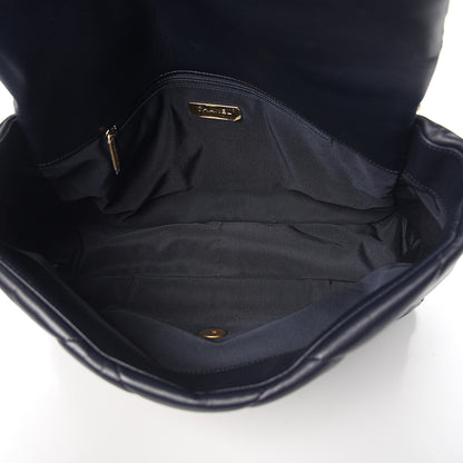 Chanel Shiny Goatskin Quilted Maxi 19 Flap Navy Blue 4 of 10