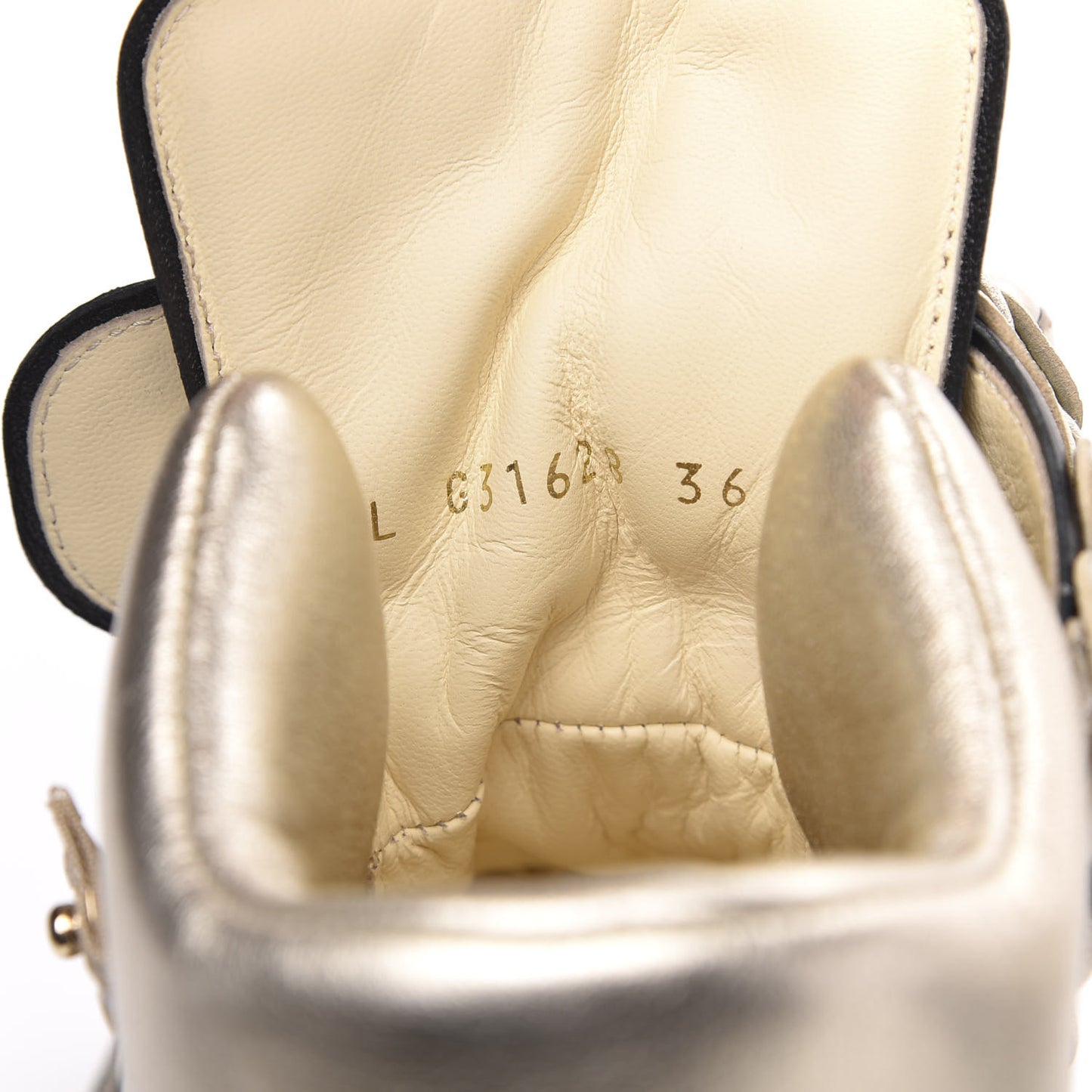 Metallic Lambskin Camellia High Top Sneakers 36 Gold