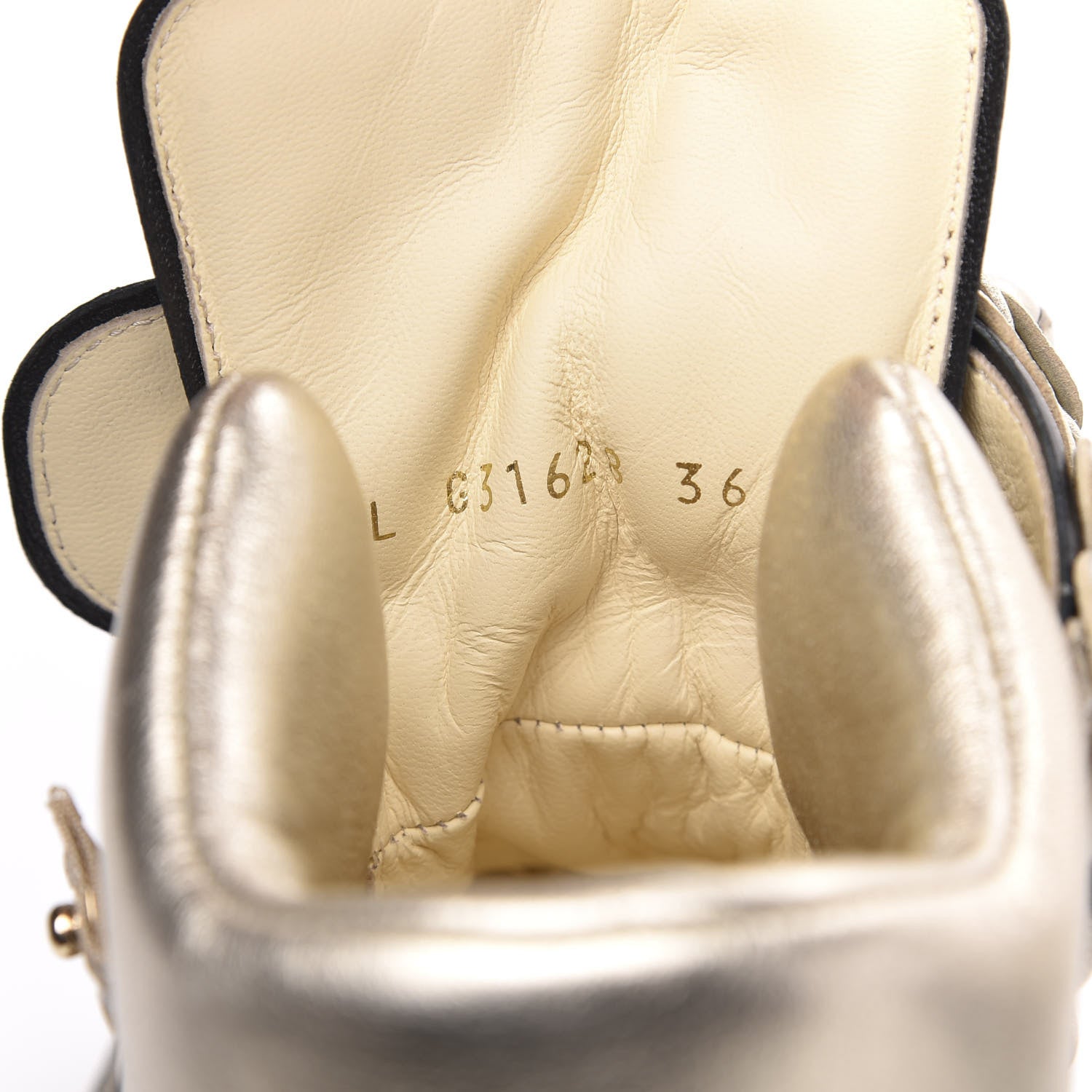 Chanel Metallic Lambskin Camellia High Top Sneakers 36 Gold 8 of 9
