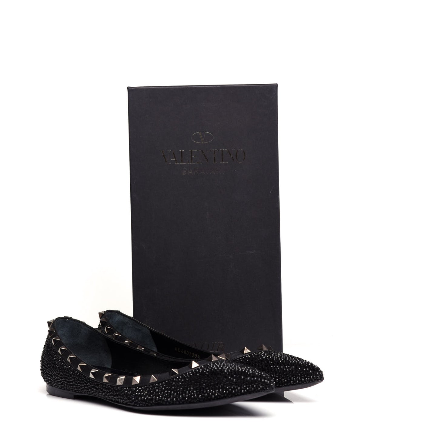 Crystal Rockstud Ballerina Flats 39.5 Black