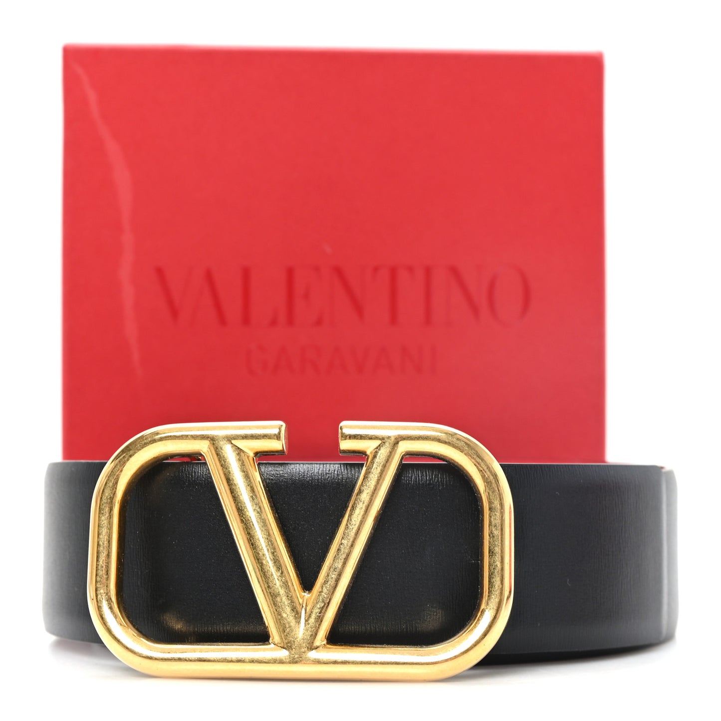 Glossy Calfskin VLogo Reversible 30mm Belt 95 38 Black Rouge Pur