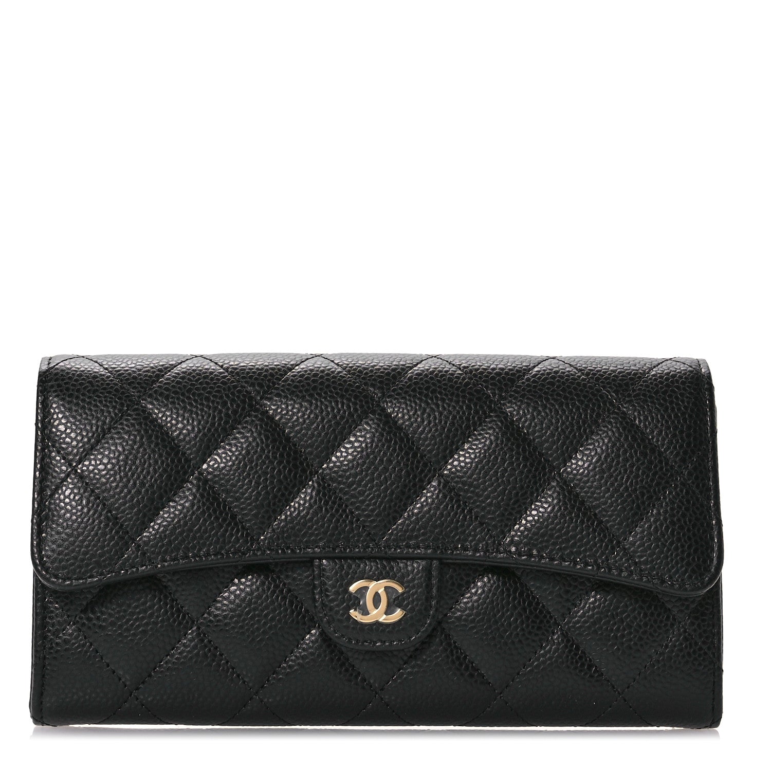 Chanel Caviar Quilted Large Gusset Flap Wallet Black 1 of 9