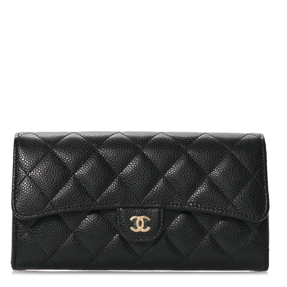 Chanel Caviar Quilted Large Gusset Flap Wallet Black 1 of 9