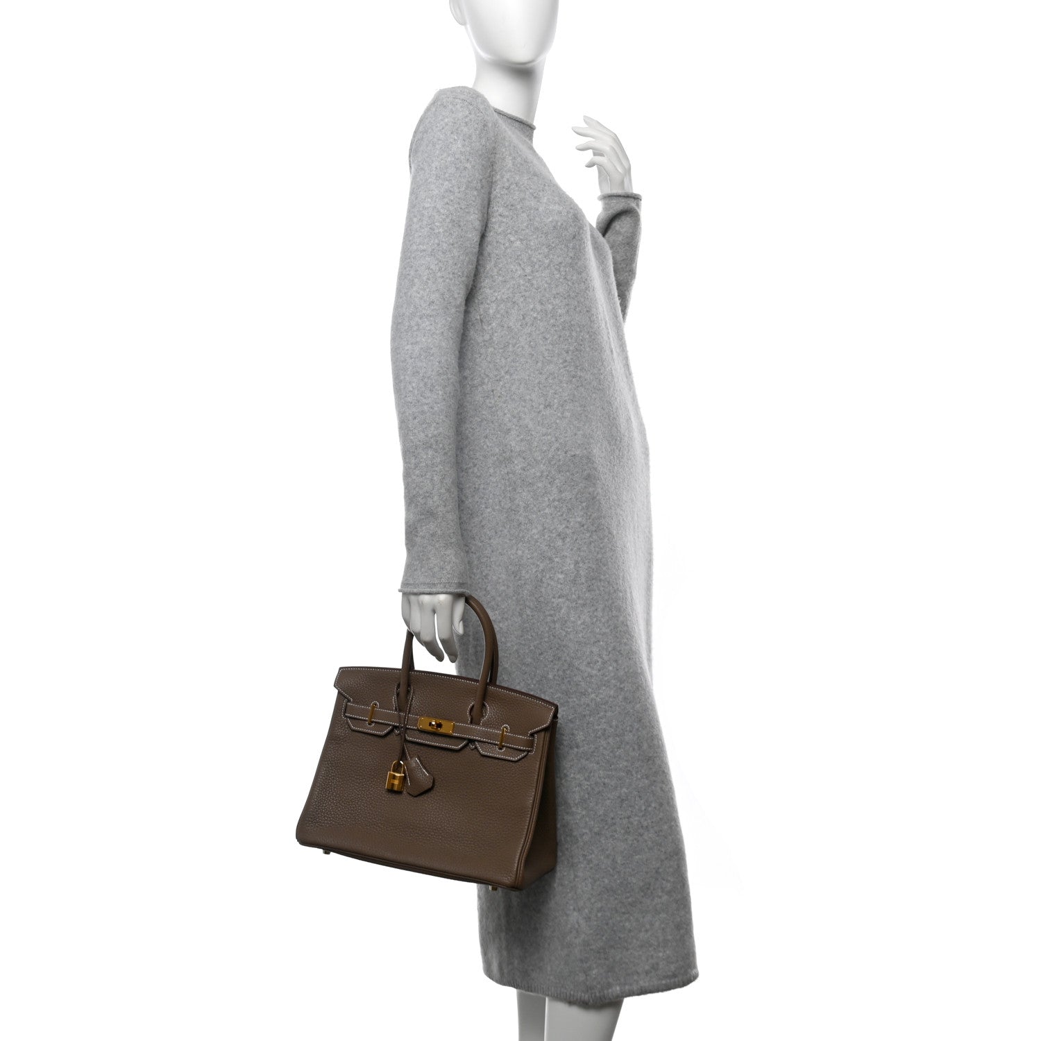 Hermes Taurillon Clemence Birkin 30 Etoupe 2 of 11