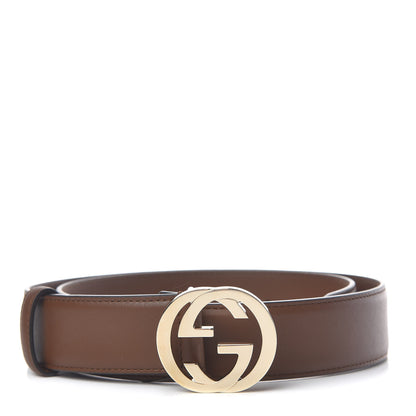 Gucci Calfskin Interlocking G 37mm Belt 85 34 Nut Brown 1 of 7