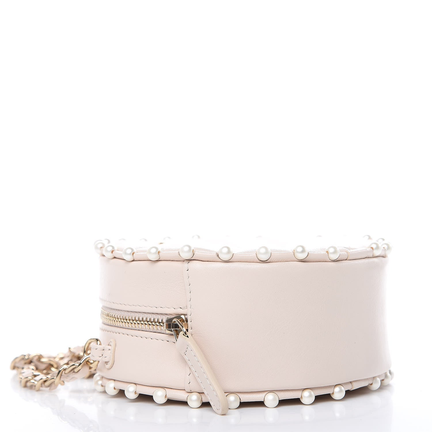 Chanel Calfskin Quilted Pearl Round Clutch With Chain White 4 of 10