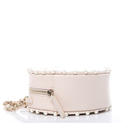 Chanel Calfskin Quilted Pearl Round Clutch With Chain White 4 of 10