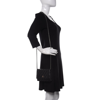 Chanel Lambskin Quilted Wallet On Chain WOC Black 2 of 12