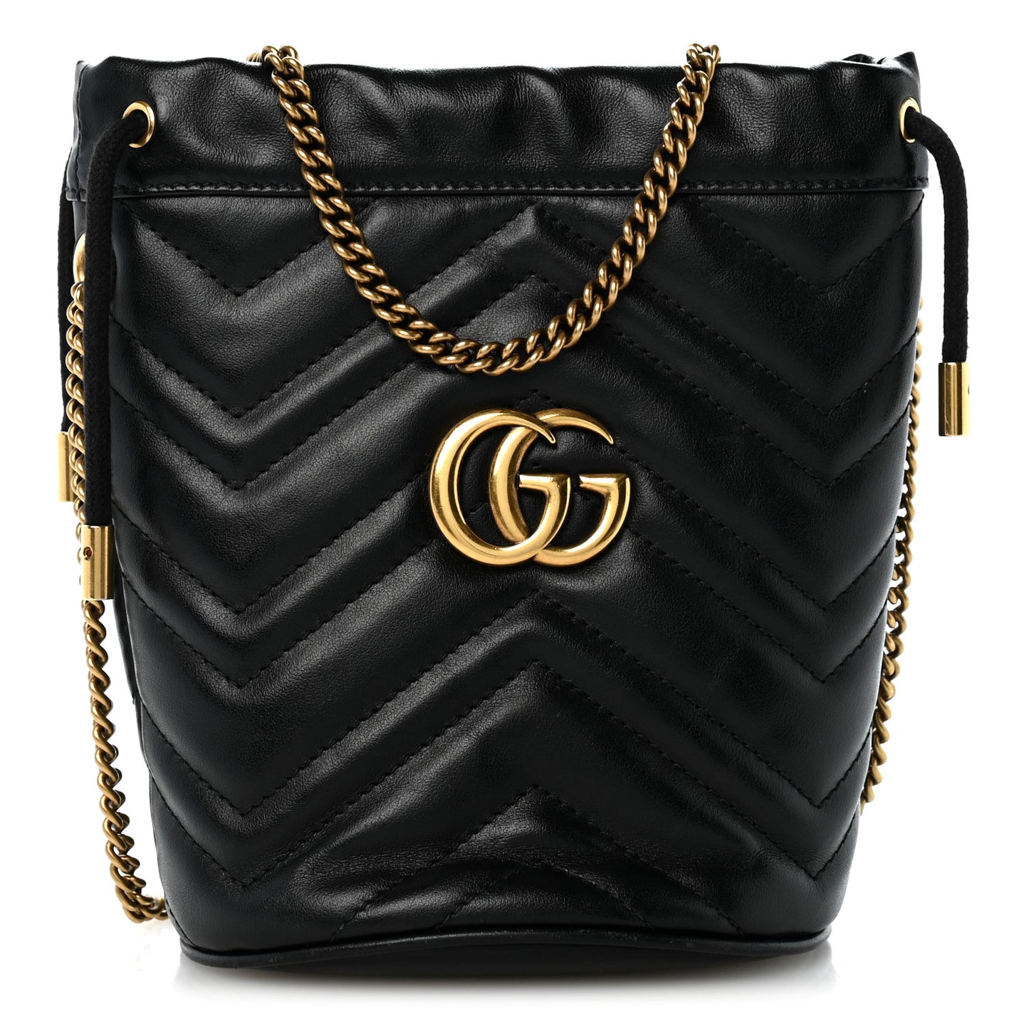 Calfskin Matelasse Mini GG Marmont 2.0 Bucket Bag Black