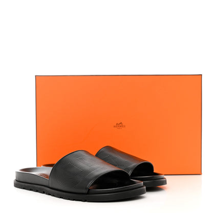 Hermes Calfskin Mens Biarritz Sandals 41.5 Black 10 of 10