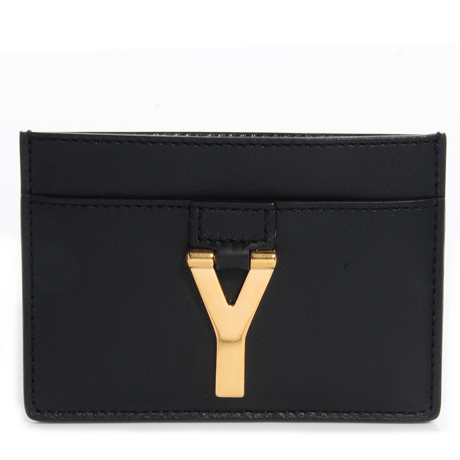 Saint Laurent Calfskin Classic Y Card Case Black 1 of 8
