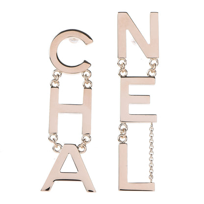 Chanel Metal Cha-Nel Logo Drop Earrings Gold 1 of 5