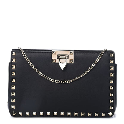 Valentino Garavani Vitello Rockstud Chain Clutch Black 1 of 5