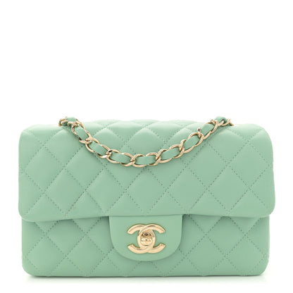 Chanel Lambskin Quilted Mini Rectangular Flap Light Green 1 of 10